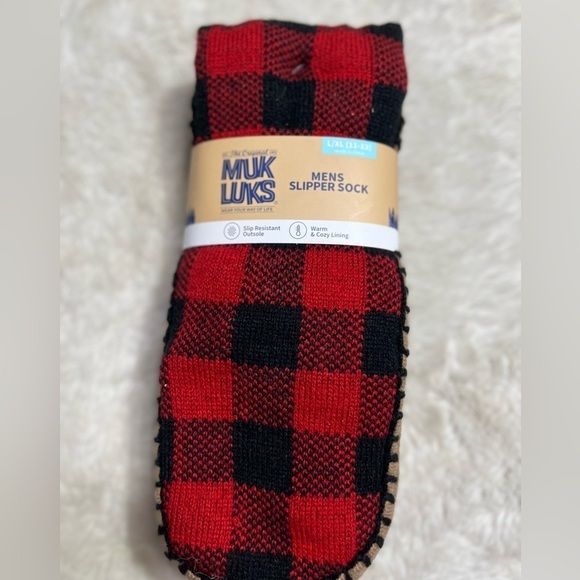 Muk Luks red checkered mens slippers slocks size L-XL (11-13) - Picture 1 of 5